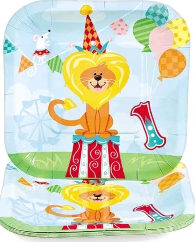 1st Birthday Circus Paper Dessert Plates  8 Ct