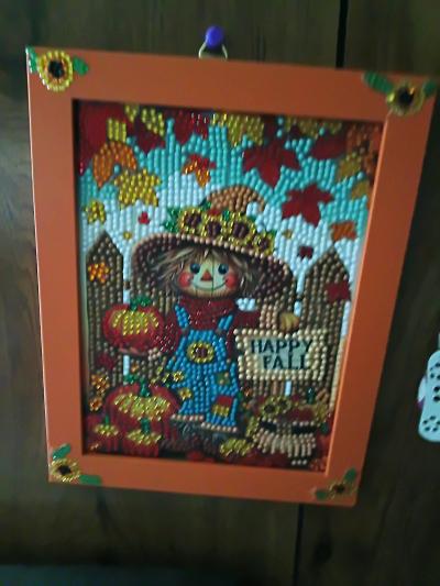 scarecrow fall diamond art in frame completed