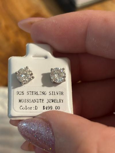 Moissanite Diamond tested sterling silver earrings