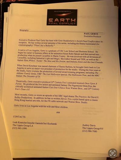 Gene Roddenberrys Earth Final Conflict  Vintage TV Presskit - Thumbnail 4