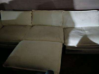 white extra long couch with foot rest - Thumbnail 2