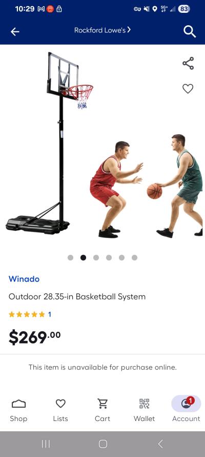 NIB Indoor Outdoor Basketball Goal Set w Backboard Hoop 810 - Thumbnail 2