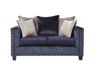 grey and navy loveseat - Thumbnail 8