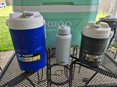 nice Used Two Igloo Ice Coolers with accessories