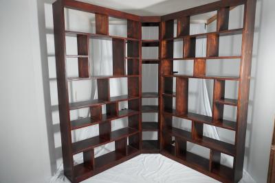 Custom Hand-Built Hickory Stained Solid Pine 3-Piece Corner Bookcase Set - Thumbnail 9