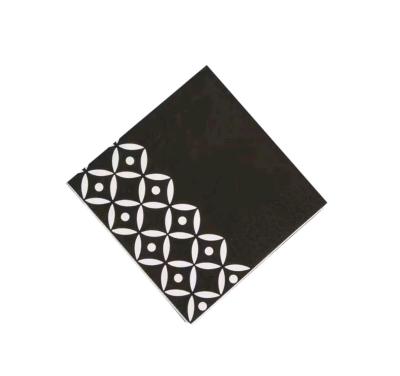 Black Geometric Beverage Paper Napkins