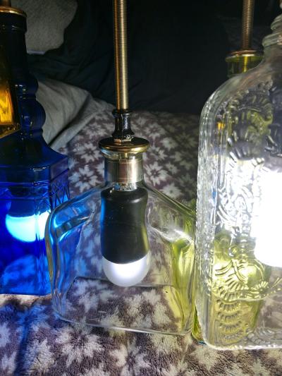 5 Multi Color Glass Bottle Light Fixture - Thumbnail 4