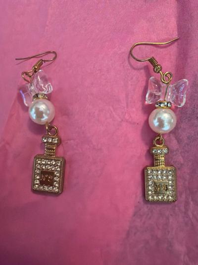 gold and pearl fashion earring and bracelet set - Thumbnail 2
