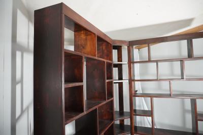 Custom Hand-Built Hickory Stained Solid Pine 3-Piece Corner Bookcase Set - Thumbnail 12