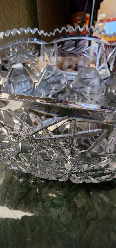 ABP Hand Cut Crystal Fruit Bowl w Stars and Pears