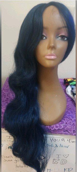 Blue and Black synthetic wig