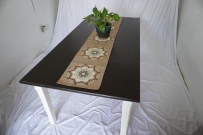 Beautiful Farmhouse Dining Table Set – 6 Chairs – Kona Stained Top & White Satin Base - Thumbnail 6