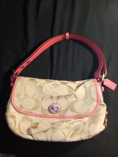 ladies Coach pink and tan purse - Thumbnail 2