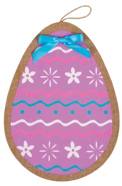 Bright Easter Egg Burlap Door Sign