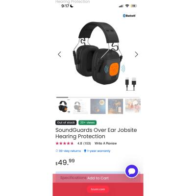 Noise Isolating Earmuffs Bluetooth - Thumbnail 5