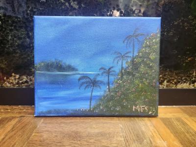 Serene Florida Lagoon Original Oil painting on 8x10 canvas
