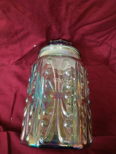 LE Smith Carnival Glass Imperial Atterbury Scroll Canister - Thumbnail 2