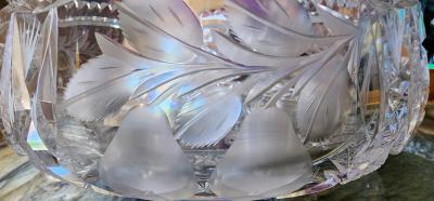 ABP Hand Cut Crystal Fruit Bowl w Stars and Pears - Thumbnail 3