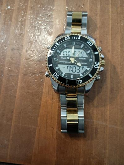 Stauer Mens TwoTone AnalogDigital Hybrid Sport Watch WR30M - Thumbnail 4