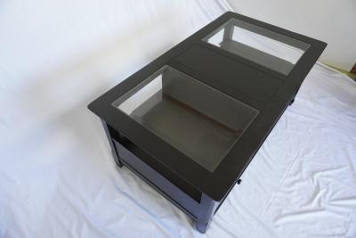 Modern Black Coffee Table – Glass Top, 2 Drawers, Freshly Refinished - Thumbnail 3