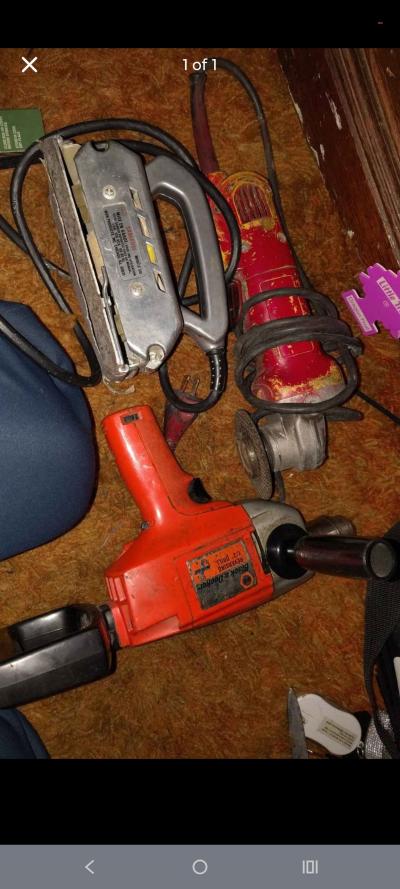 set of 3 tools sander an angel grinder and a 12 reverse
