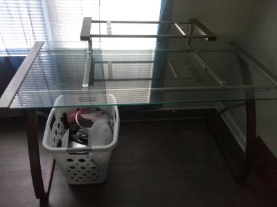 A glass office desk  could be used for a computer desk for h - Thumbnail 2