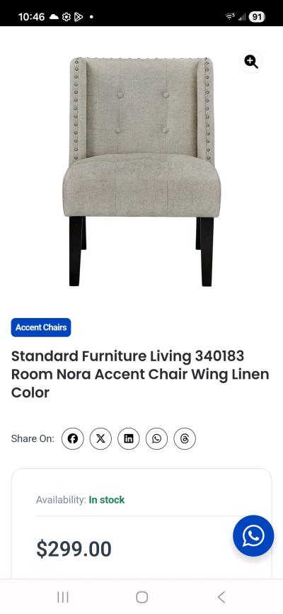 Tufted Wingback Accent Chair - Thumbnail 4