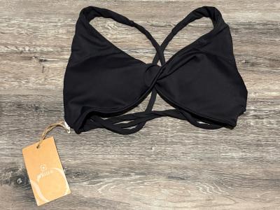 womens black cross cross back bikini top