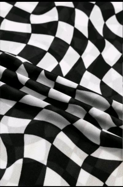 Xlarge Black Checkered Print Crew Neck Mesh T Shirt - Thumbnail 7
