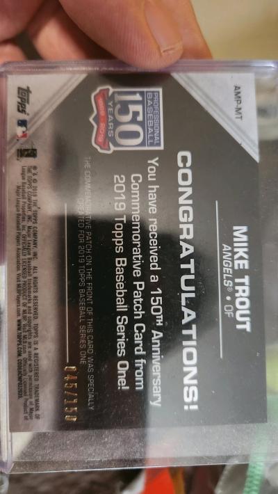 Trout 150 patch serial 150 baseball card - Thumbnail 2