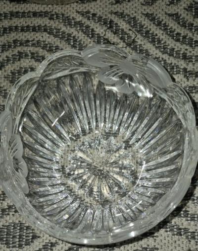 Vintage Cut Crystal Floral Scalloped Candy Dish Bowl - Thumbnail 2