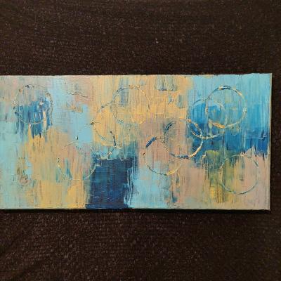 abstract painting blue and tan - Thumbnail 2