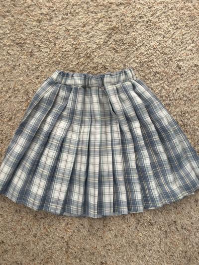Blue Plaid Pleated Mini Skirt with BuiltIn Shorts  Academia - Thumbnail 3