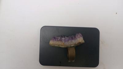 raw amethyst ring just a piece amethyst glued to a multisize - Thumbnail 3