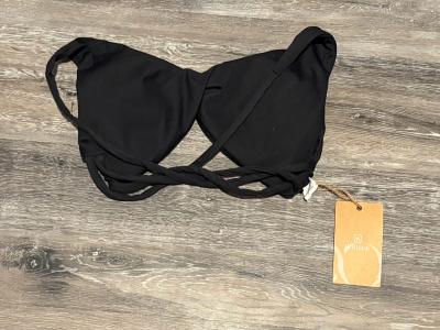 womens black cross cross back bikini top - Thumbnail 2