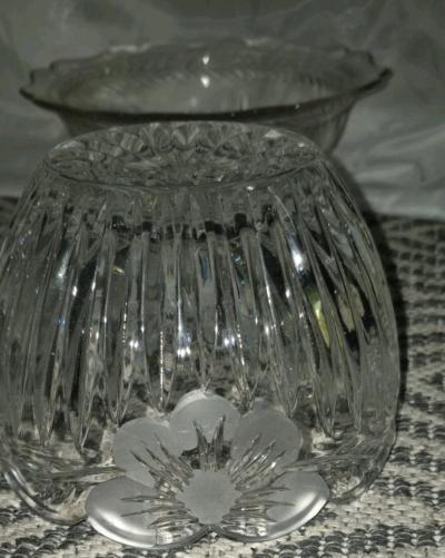 Vintage Cut Crystal Floral Scalloped Candy Dish Bowl - Thumbnail 3