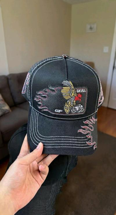 Gallero Skull Trucker Hat with Flames