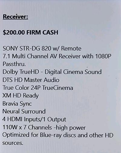 Sony STRDG 820 Receiver - Thumbnail 2