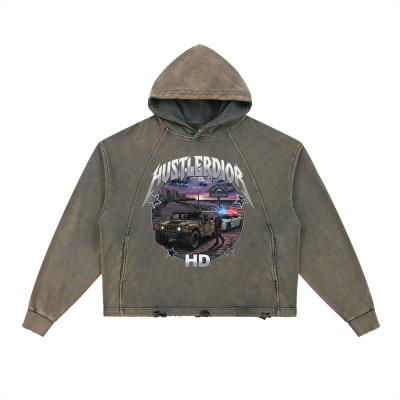 Vintage Washed Frayed Hem Hoodie - Thumbnail 5