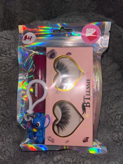 eyelashes plus keychain lip stick