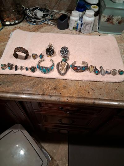 Two Rolex mens Watches Turquois Rings pendents