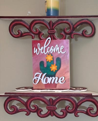 wood welcome home sign with cactus desert sunset - Thumbnail 2
