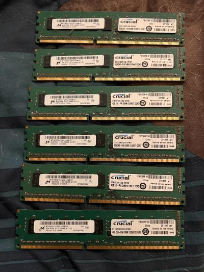 24GB Crucial DDR3 Desktop RAM Lot 6x 4GB Matching Sticks