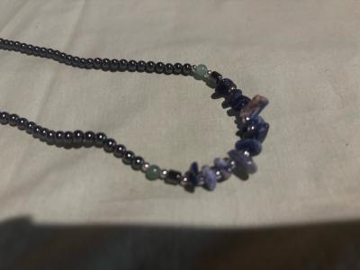 steel necklace with multicolored stones