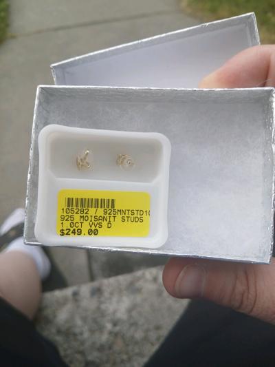 1ct diamond silver earrings - Thumbnail 2