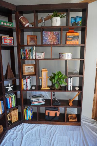 Custom Hand-Built Hickory Stained Solid Pine 3-Piece Corner Bookcase Set - Thumbnail 7