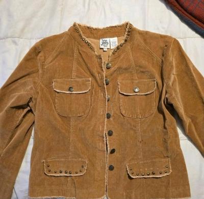 Ivy Jane Womens Brown Studded Button Jacket w Pockets Size L