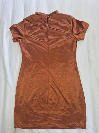 Love J USA Bronze Metallic Bodycon Dress Medium - Thumbnail 4