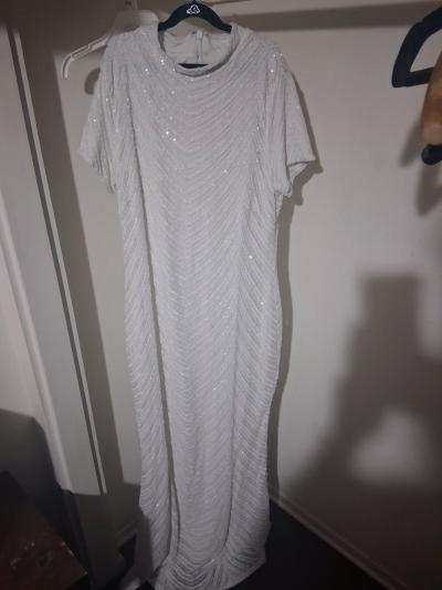 Fashion Nova Short Sleeve White Sequin Body Con Dress - Thumbnail 3