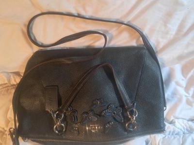 Black leather vintage Coach Kelsey Satchel